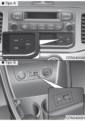 Puerto Aux, USB e iPod